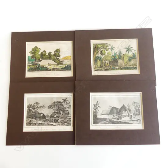 Four antique French engravings by Danvin and Montant from 'Oceanie ou Cinquieme...' published Paris 1836,